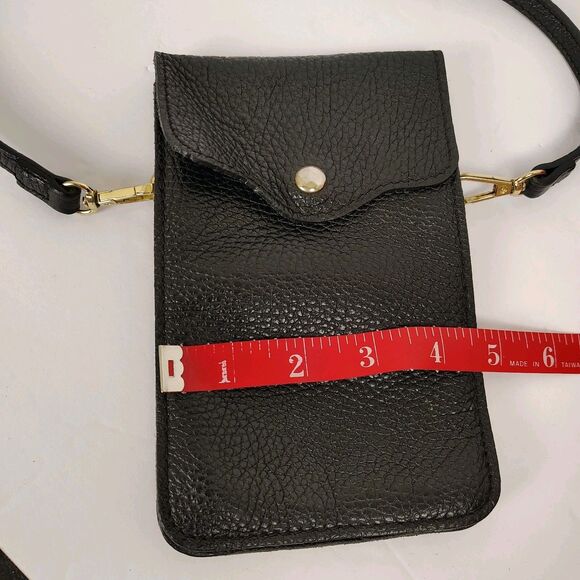 ISADORA Genuine Leather Crossbody Bag Made in Italy Black Cellphone - Picture 10 of 12